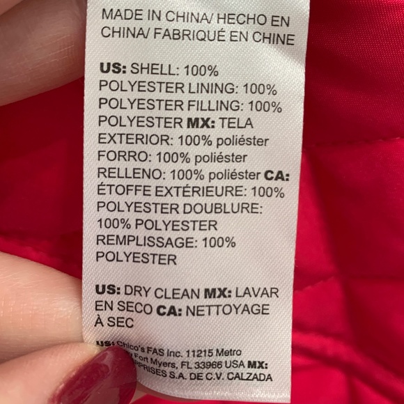 Chico's Hot Pink Quilted Barn Jacket Sz M 8/10 - Picture 11 of 13